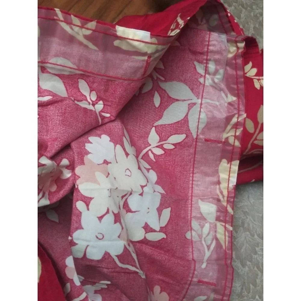 Woolrich 100% COTTON RED shower curtain floral bathroom curtain FLAW 71x72 HTF